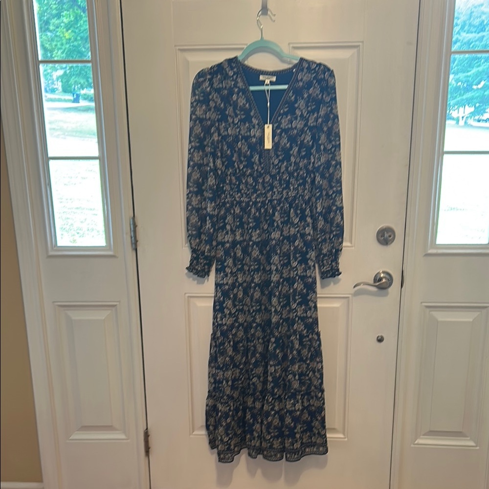 Max Studio Blue Long Sleeve Sundress